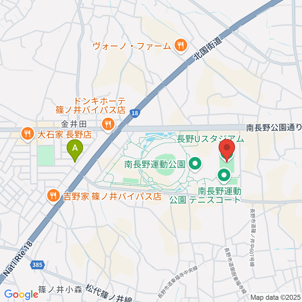 長野uスタジアム 周辺のカフェ一覧マップ