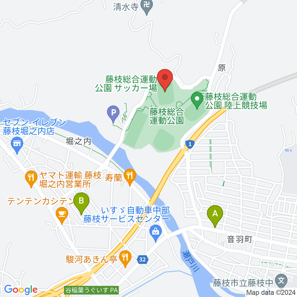 藤枝総合運動公園サッカー場周辺のカフェ一覧地図