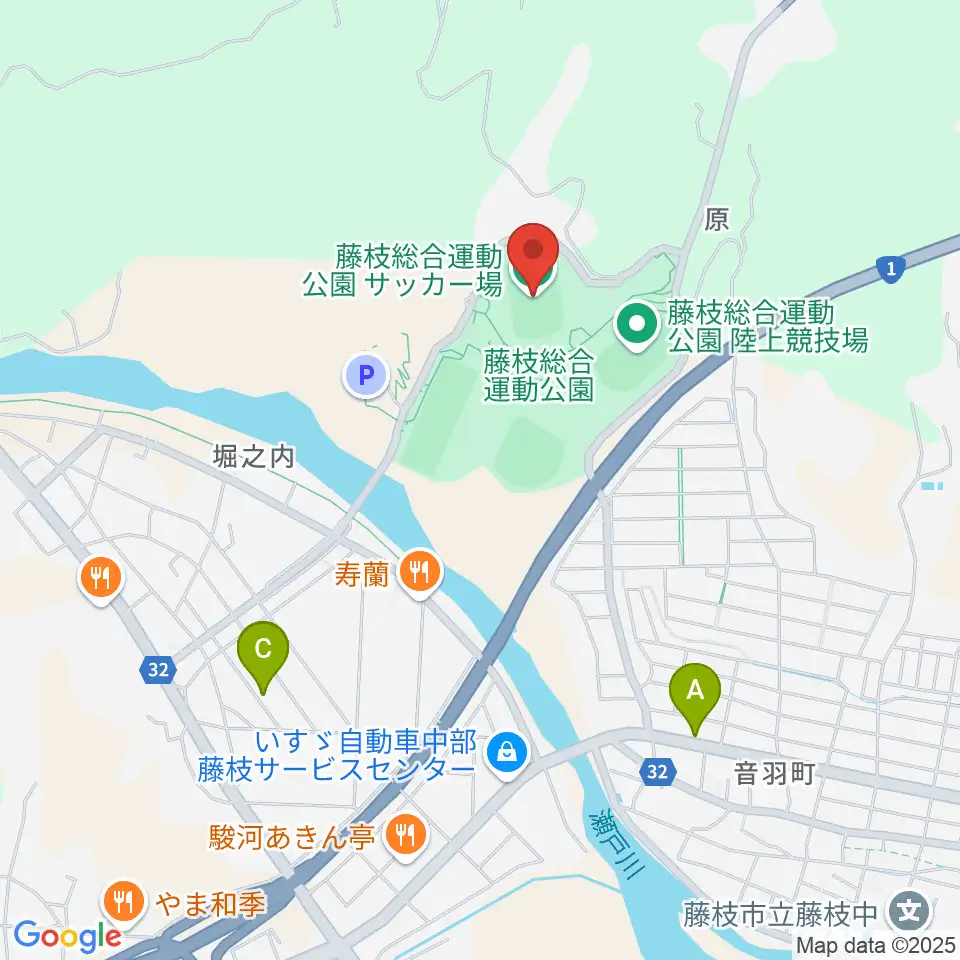 藤枝総合運動公園サッカー場周辺のカフェ一覧地図