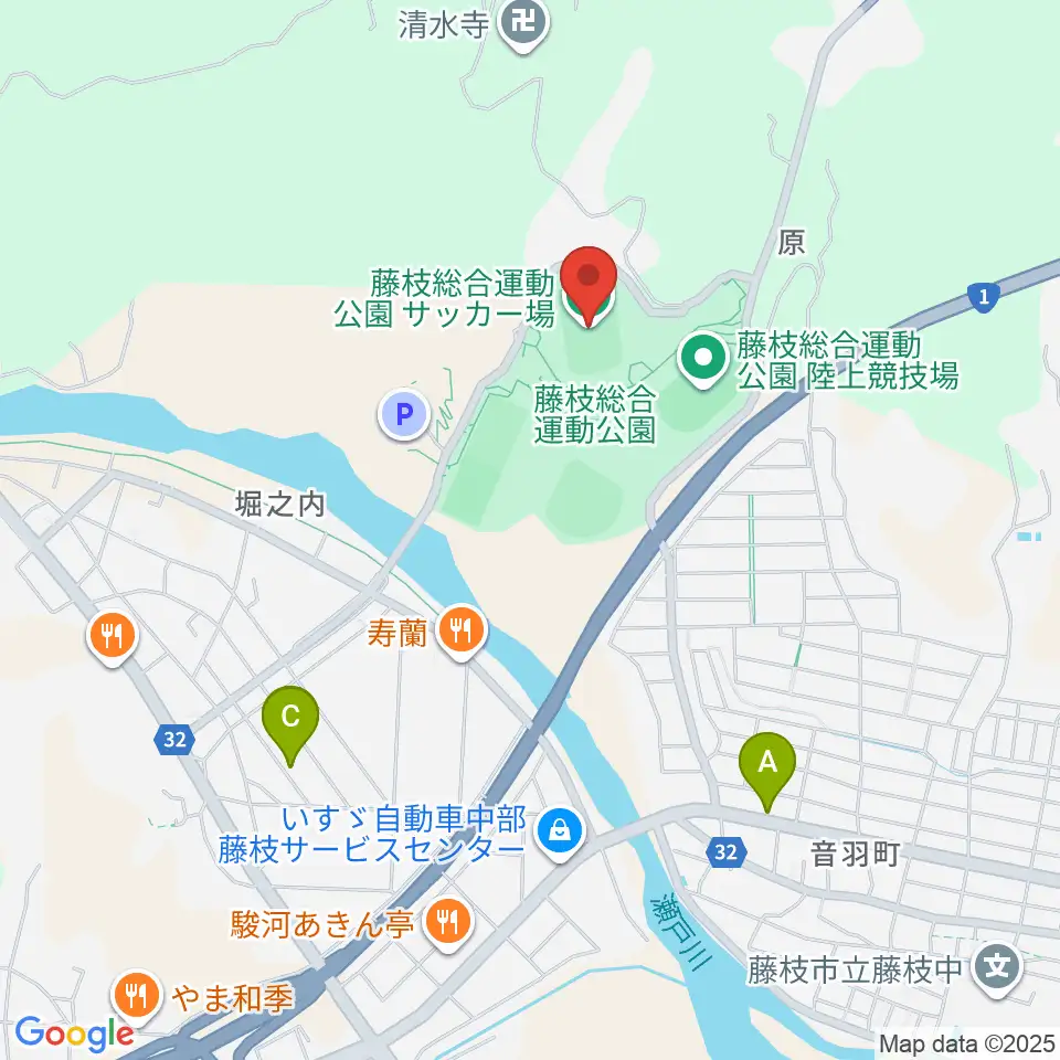 藤枝総合運動公園サッカー場周辺のカフェ一覧地図