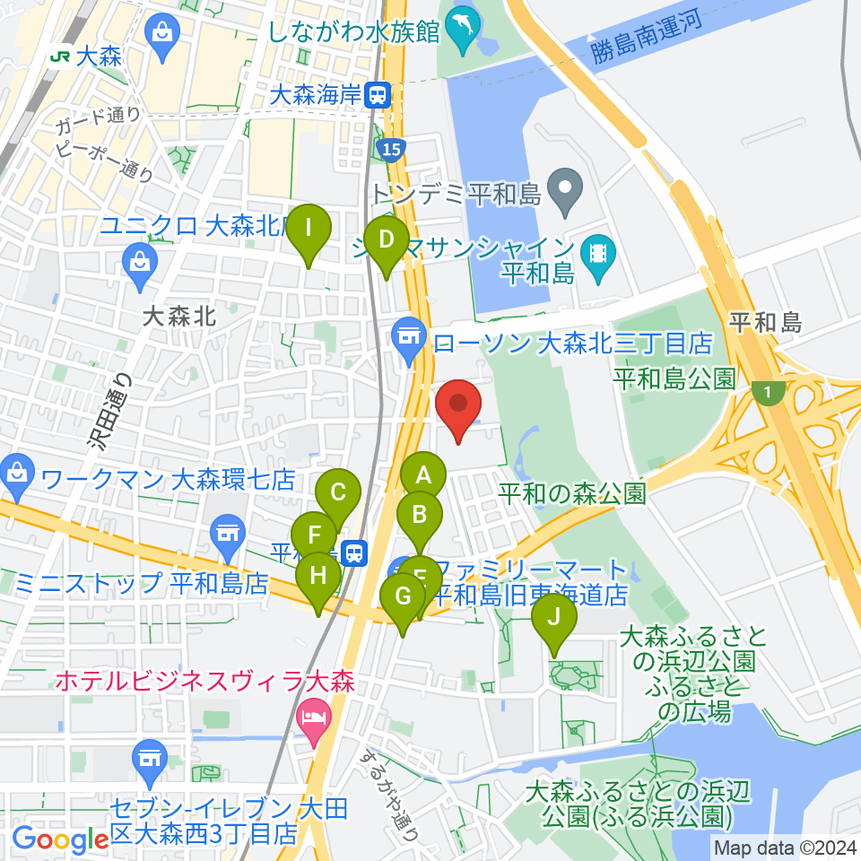 大森スポーツセンター周辺のカフェ一覧地図