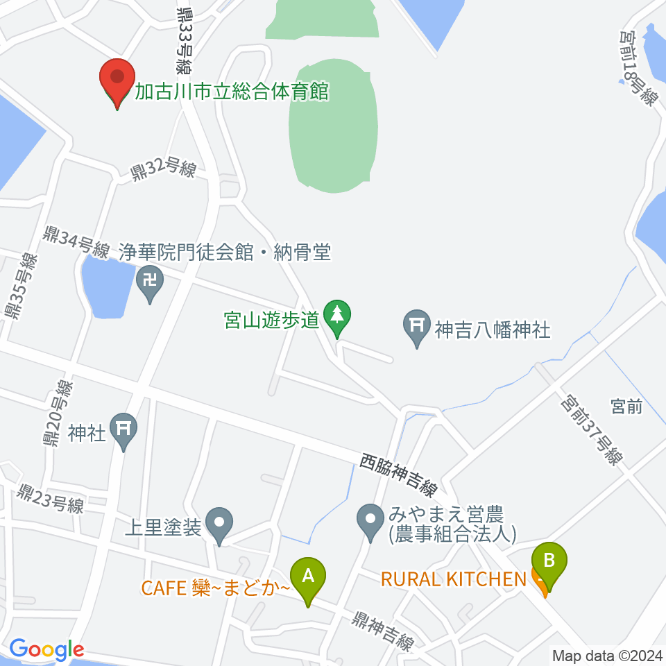 加古川市立総合体育館周辺のカフェ一覧地図