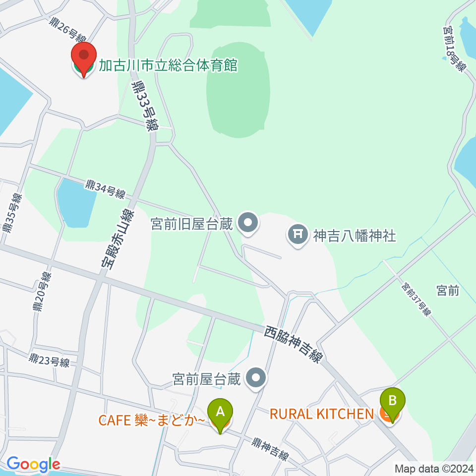 加古川市立総合体育館周辺のカフェ一覧地図