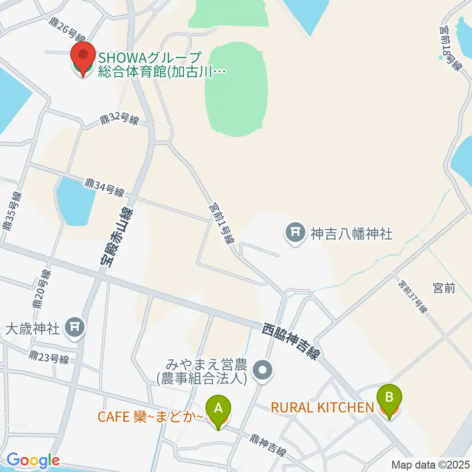 SHOWAグループ総合体育館周辺のカフェ一覧地図