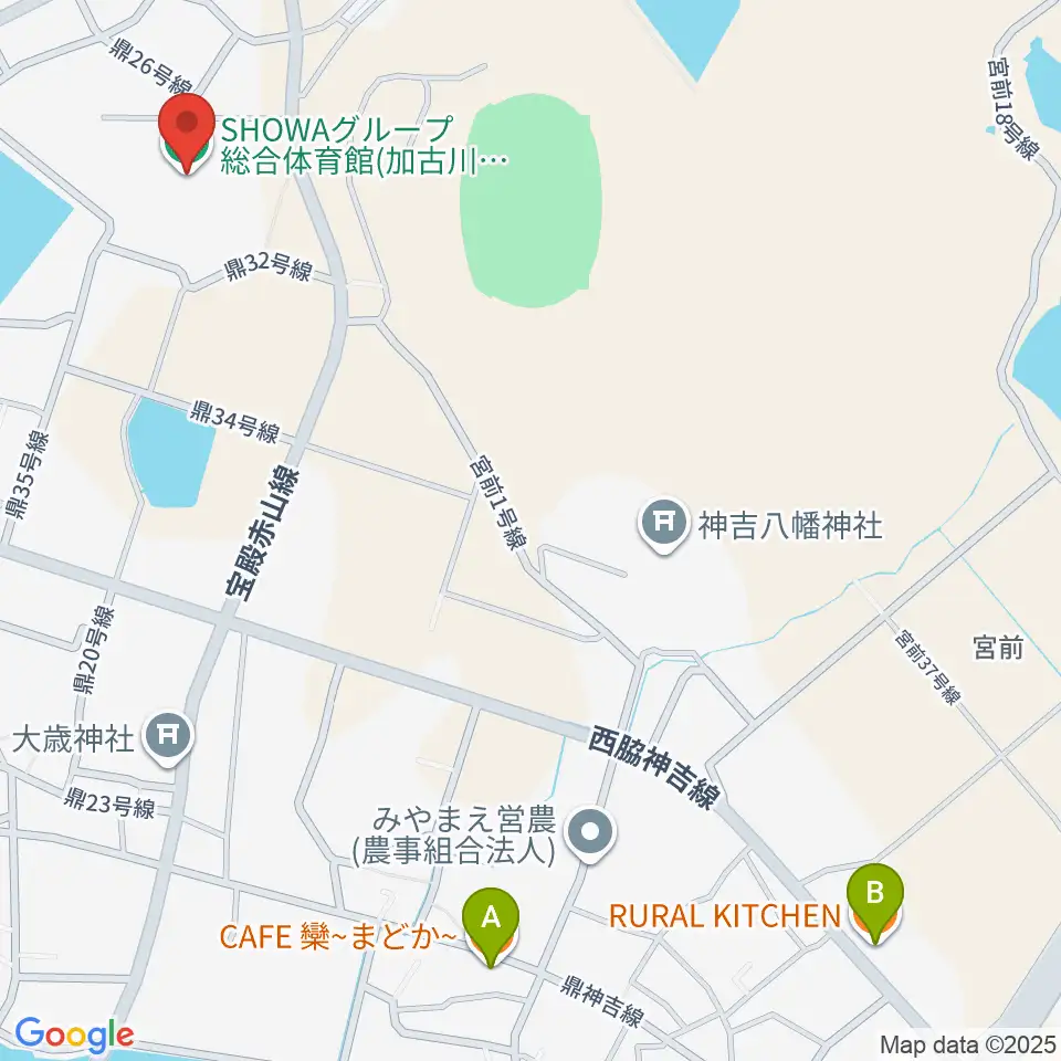 SHOWAグループ総合体育館周辺のカフェ一覧地図