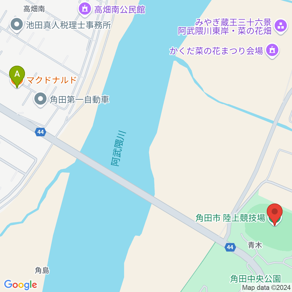 角田市陸上競技場周辺のカフェ一覧地図