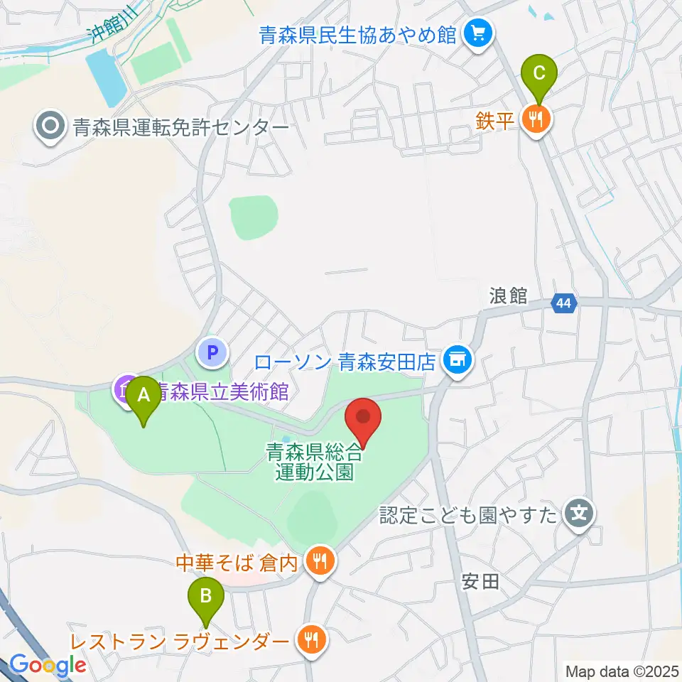青森県総合運動公園 旧陸上競技場・旧補助競技場周辺のカフェ一覧地図