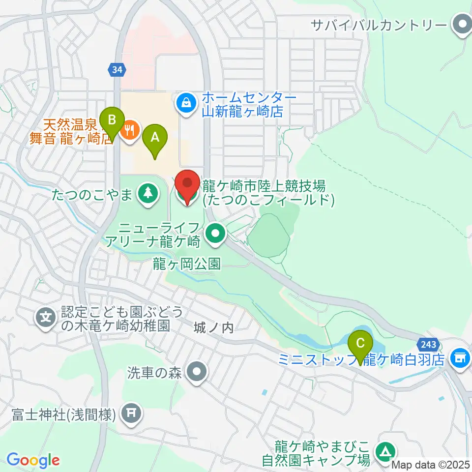 AIメカテックフィールド龍ケ崎周辺のカフェ一覧地図
