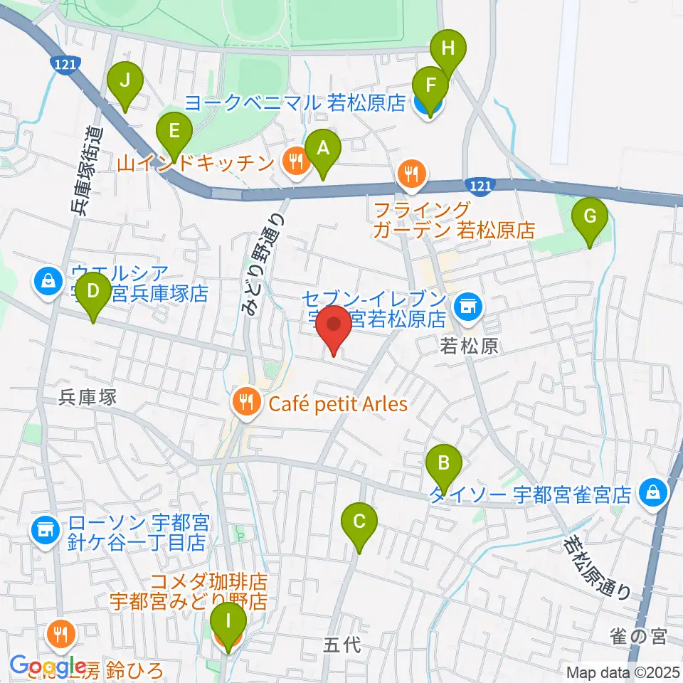 ピアノ教室ぷりまう″ぇーら周辺のカフェ一覧地図