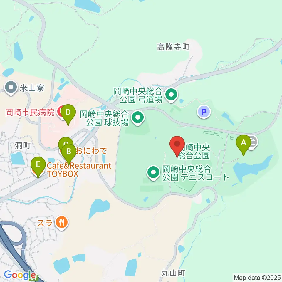 岡崎中央総合公園総合体育館周辺のカフェ一覧地図
