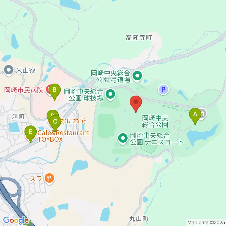 岡崎中央総合公園 武道館周辺のカフェ一覧地図