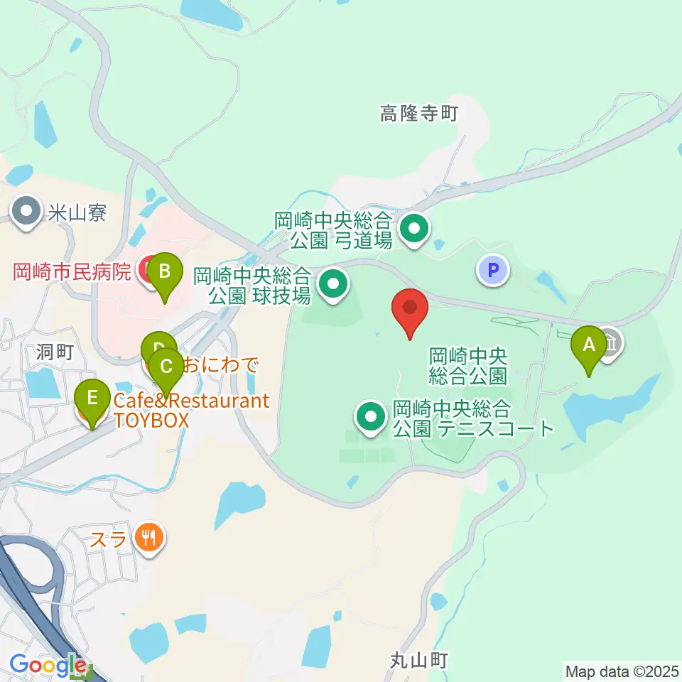 岡崎中央総合公園 武道館周辺のカフェ一覧地図