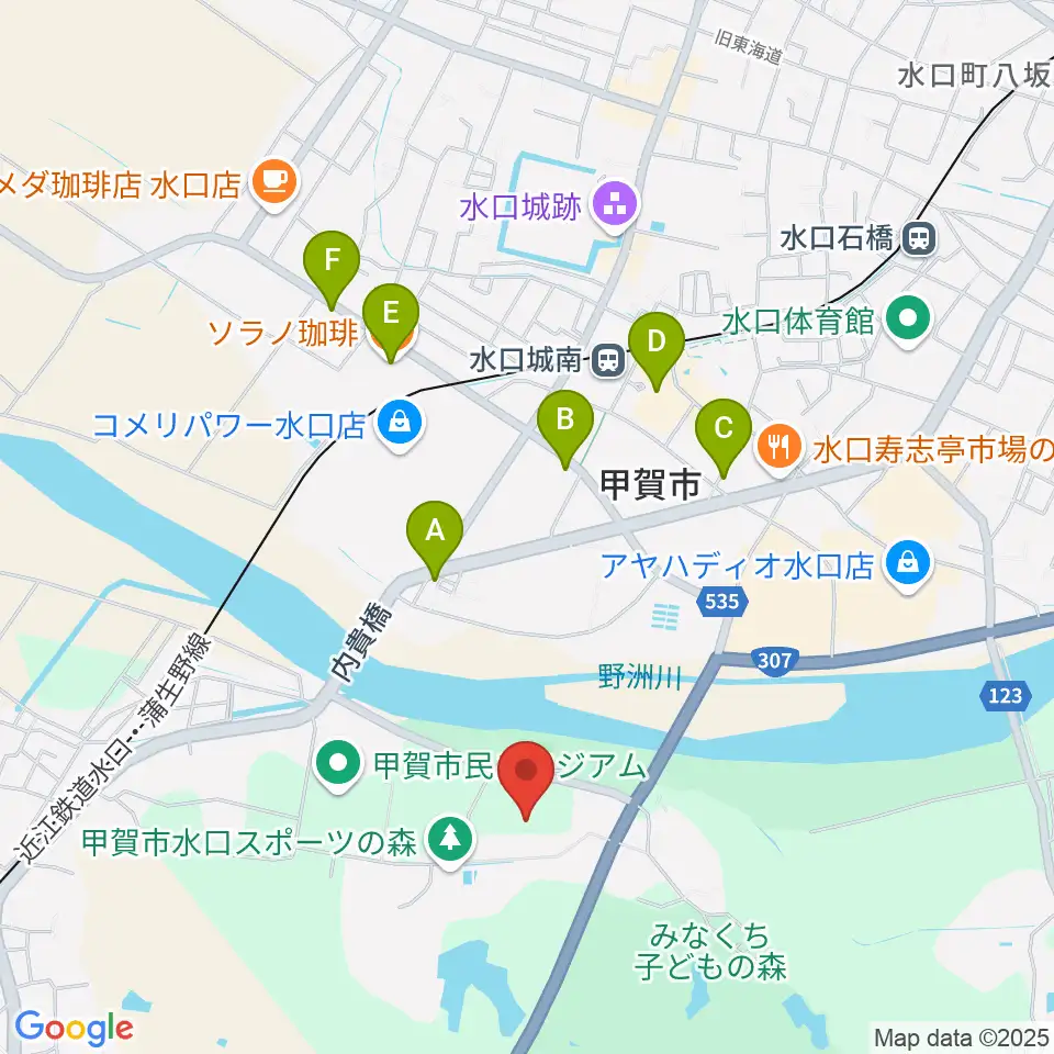 甲賀市水口スポーツの森陸上競技場周辺のカフェ一覧地図