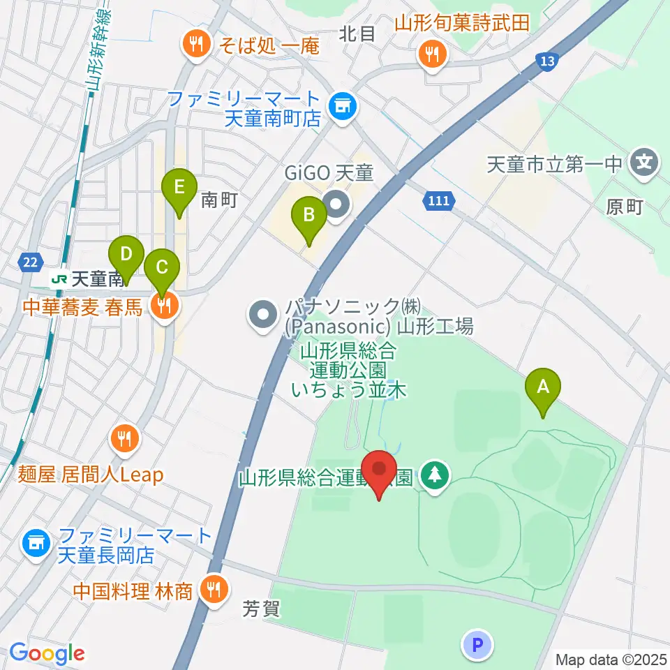 山形県総合運動公園 総合体育館周辺のカフェ一覧地図