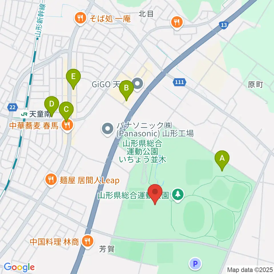 山形県総合運動公園 総合体育館周辺のカフェ一覧地図