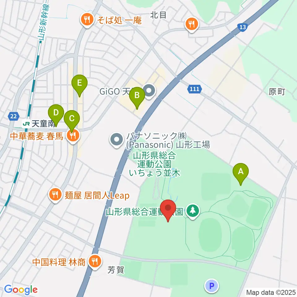 山形県総合運動公園 総合体育館周辺のカフェ一覧地図