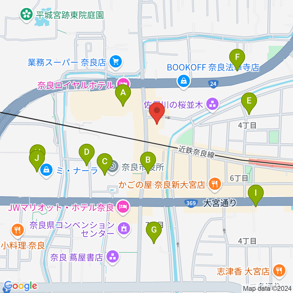 OneNoteミュージックスクール周辺のカフェ一覧地図