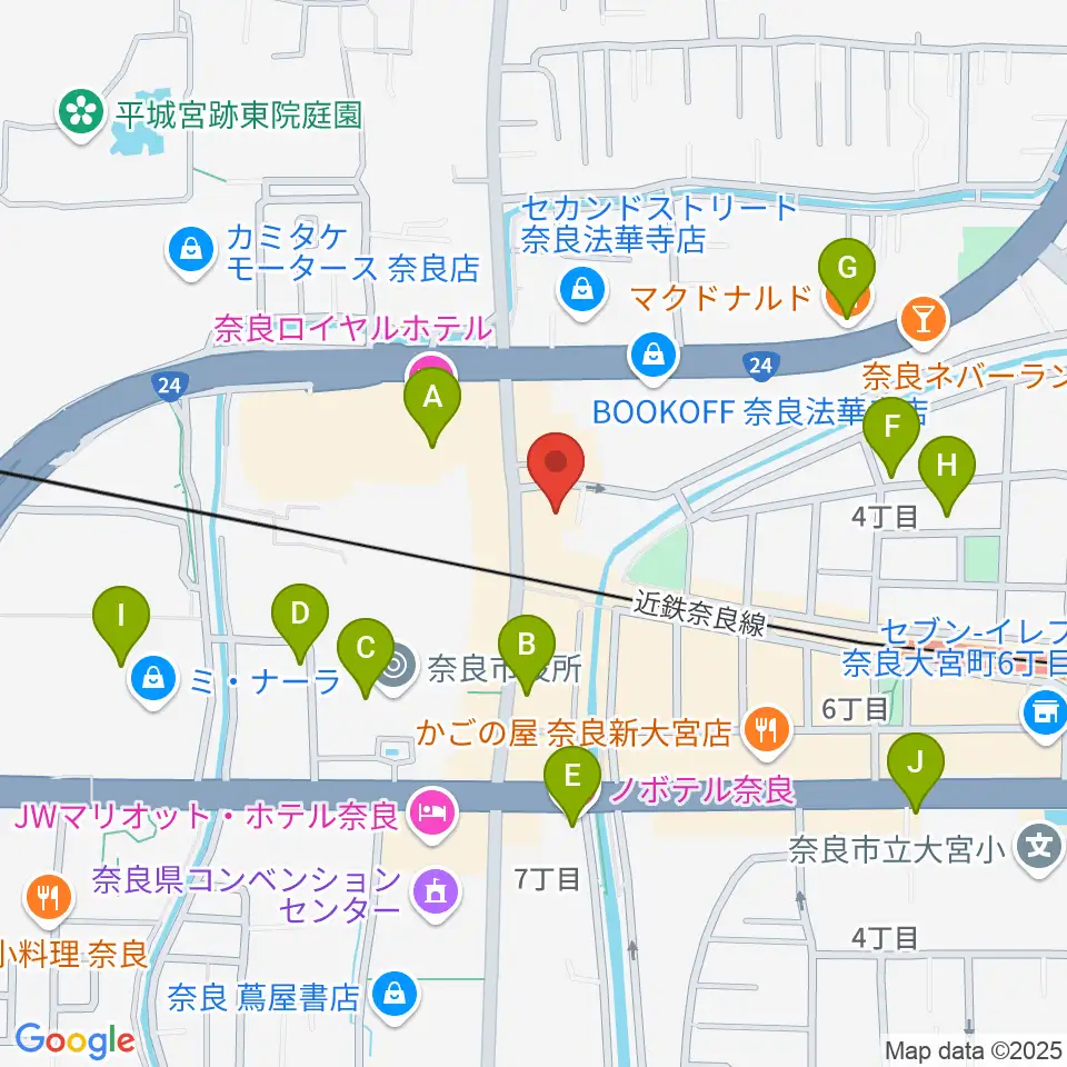 OneNoteミュージックスクール周辺のカフェ一覧地図