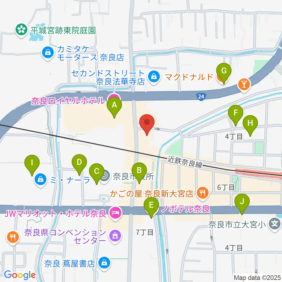 OneNoteミュージックスクール周辺のカフェ一覧地図