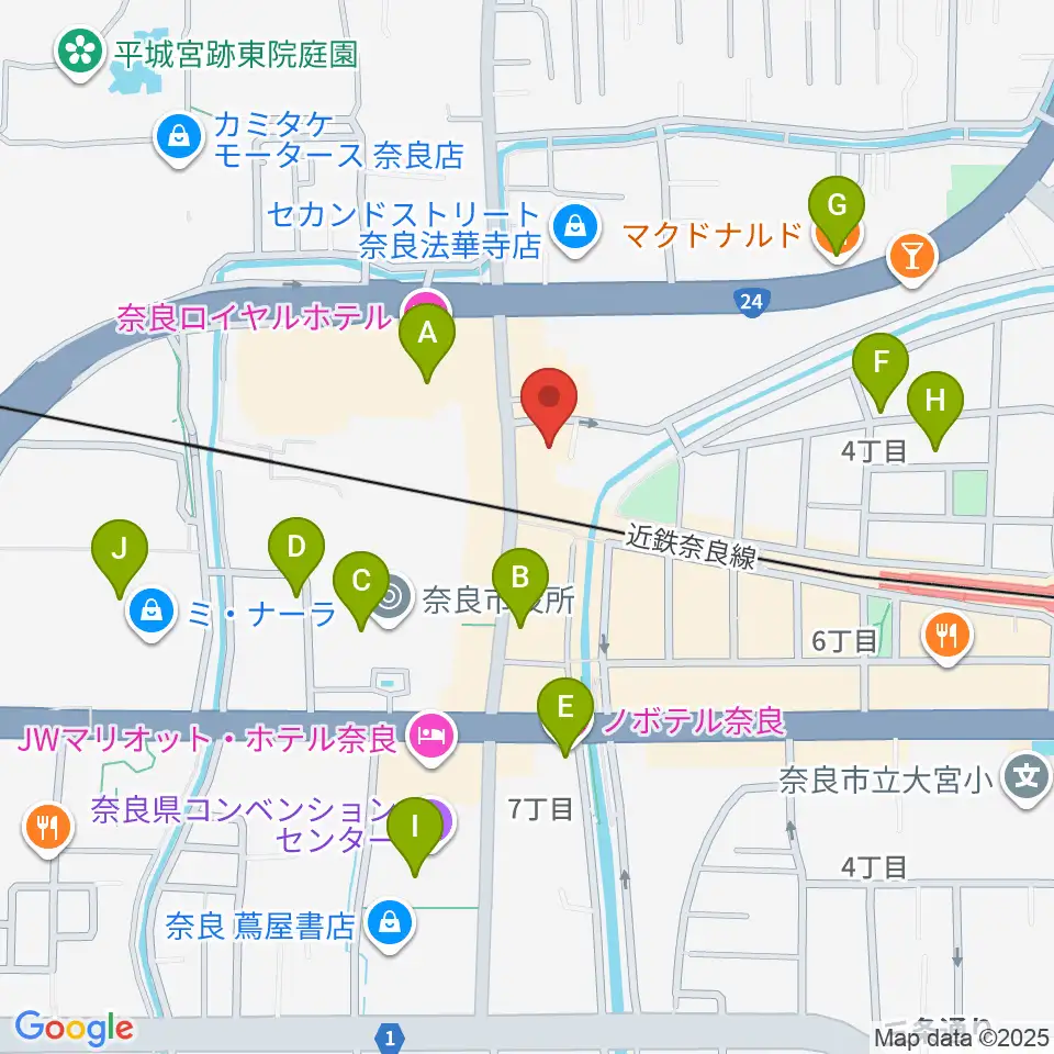 OneNoteミュージックスクール周辺のカフェ一覧地図