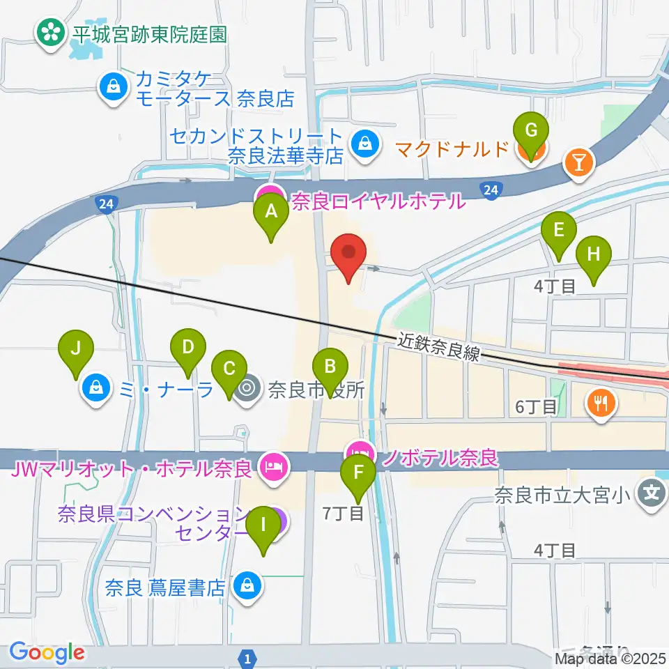 OneNoteミュージックスクール周辺のカフェ一覧地図