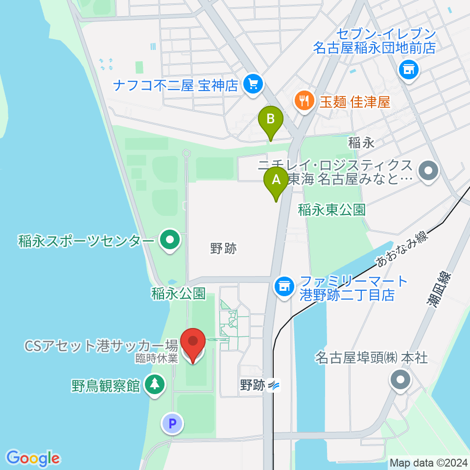 CSアセット港サッカー場周辺のカフェ一覧地図