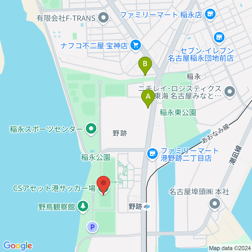 CSアセット港サッカー場周辺のカフェ一覧地図