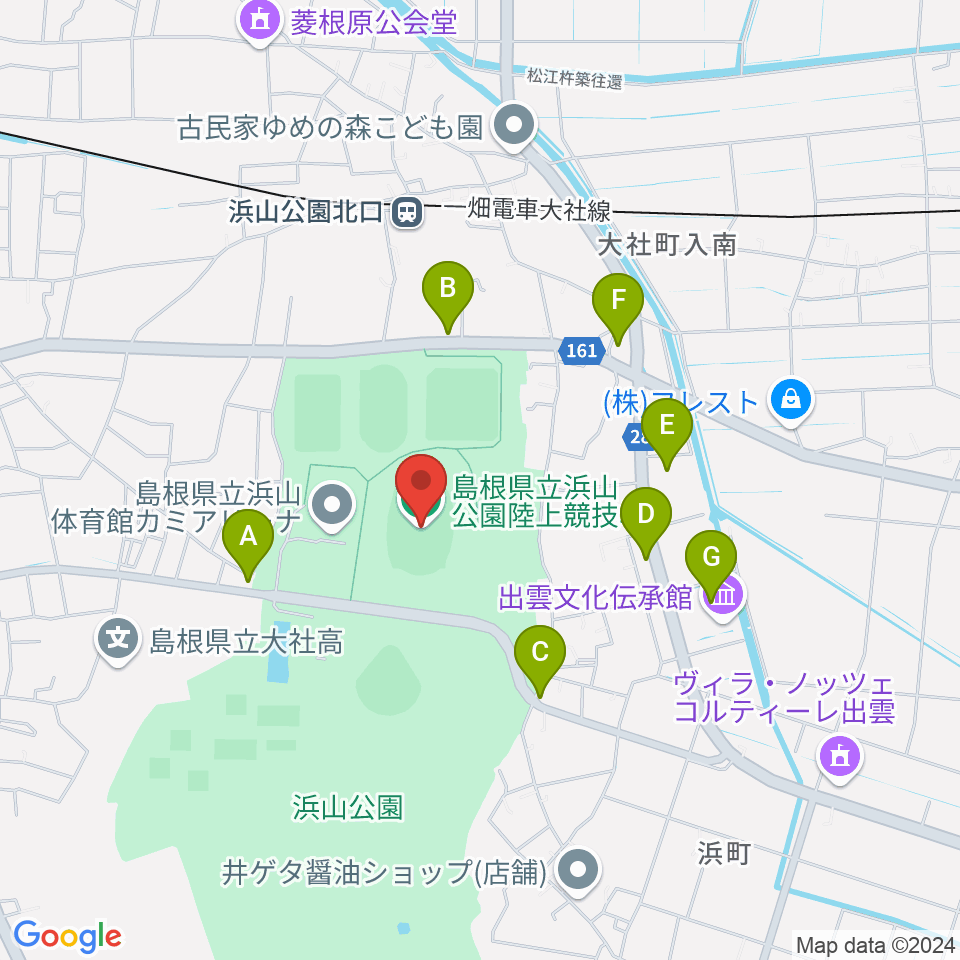 島根県立浜山公園陸上競技場周辺のカフェ一覧地図