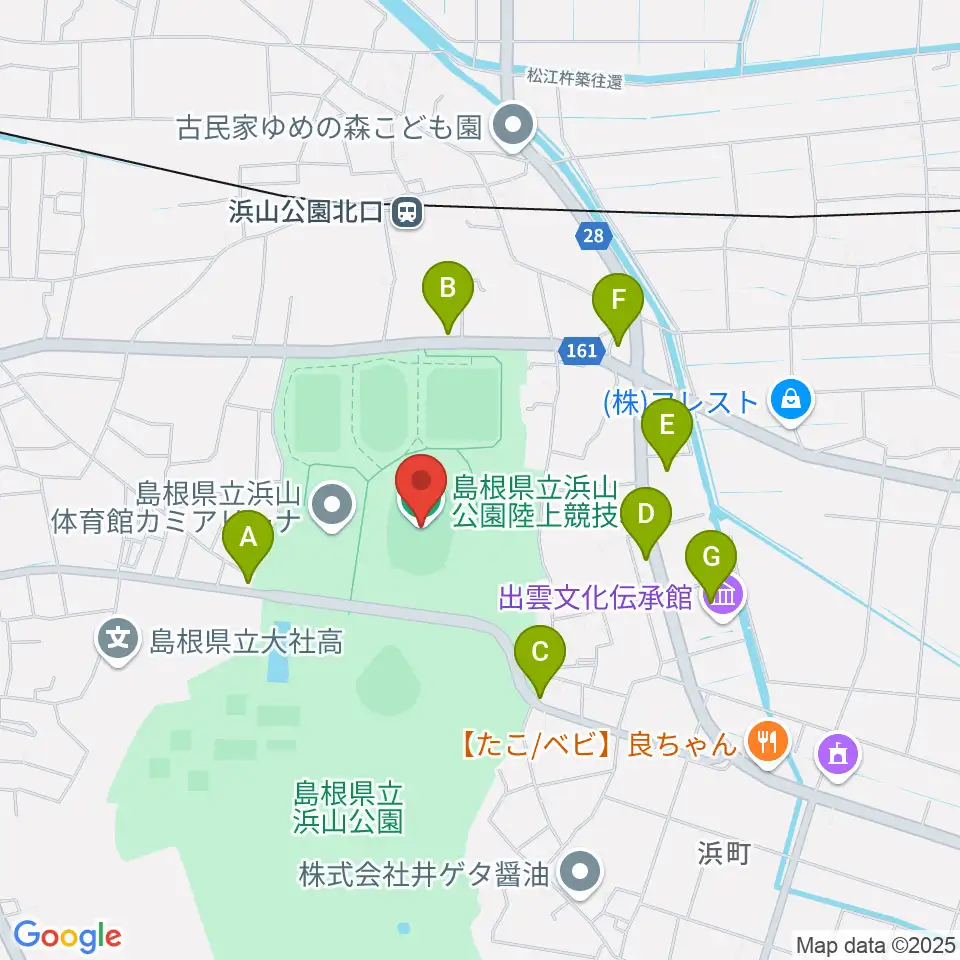 島根県立浜山公園陸上競技場周辺のカフェ一覧地図