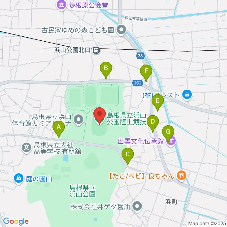 島根県立浜山公園陸上競技場周辺のカフェ一覧地図