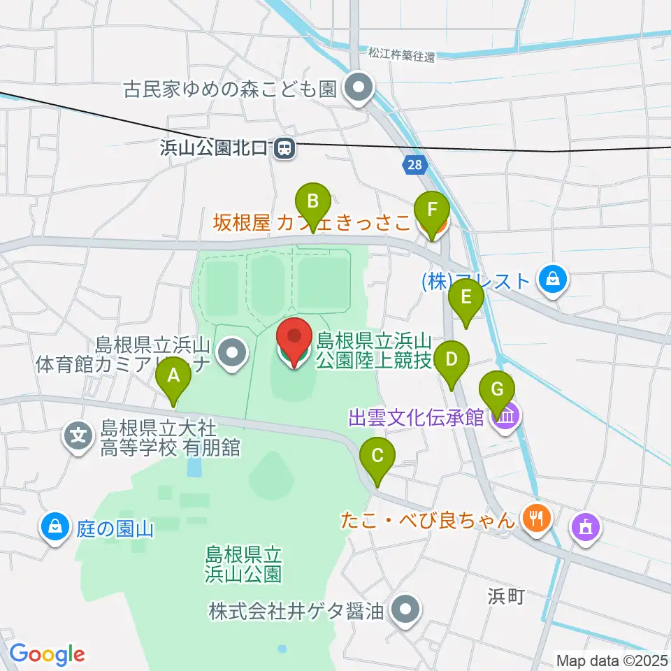 島根県立浜山公園陸上競技場周辺のカフェ一覧地図