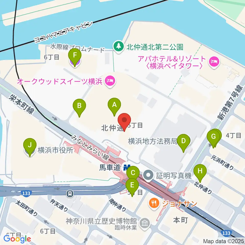 ビルボードライブ横浜周辺のカフェ一覧地図