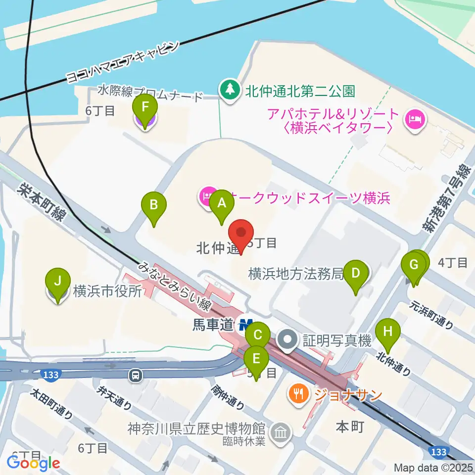 ビルボードライブ横浜周辺のカフェ一覧地図