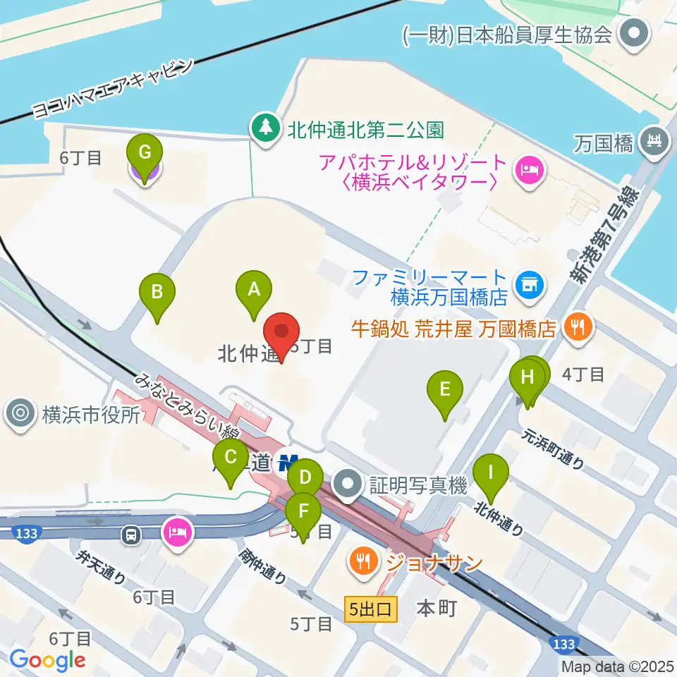 ビルボードライブ横浜周辺のカフェ一覧地図
