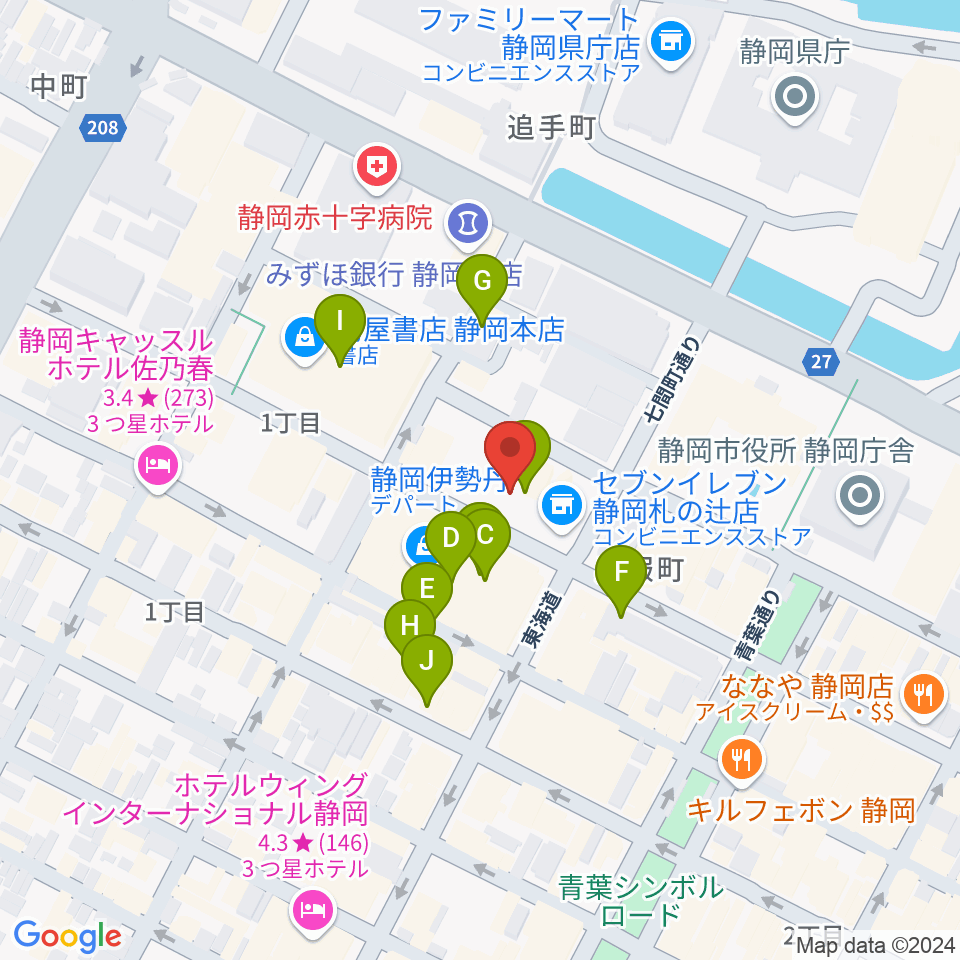 札の辻クロスホール周辺のカフェ一覧地図