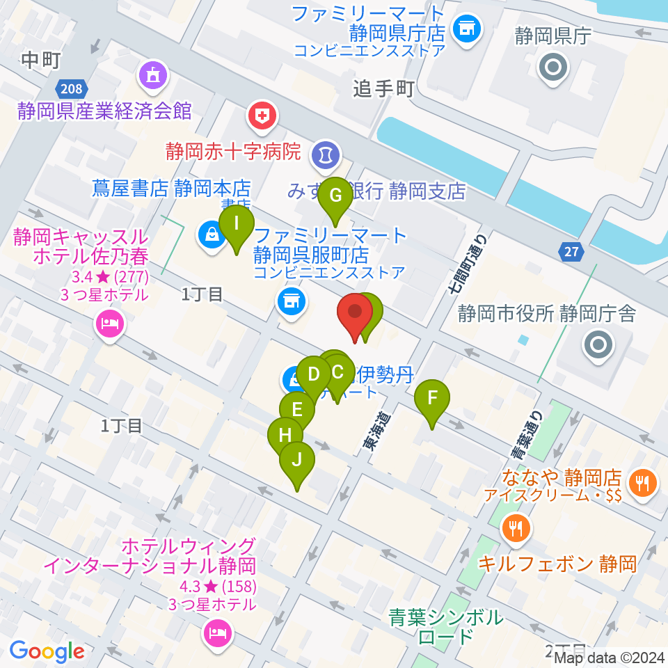 札の辻クロスホール周辺のカフェ一覧地図