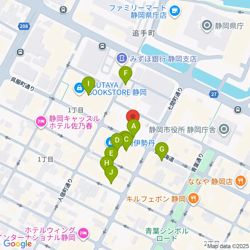 札の辻クロスホール周辺のカフェ一覧地図