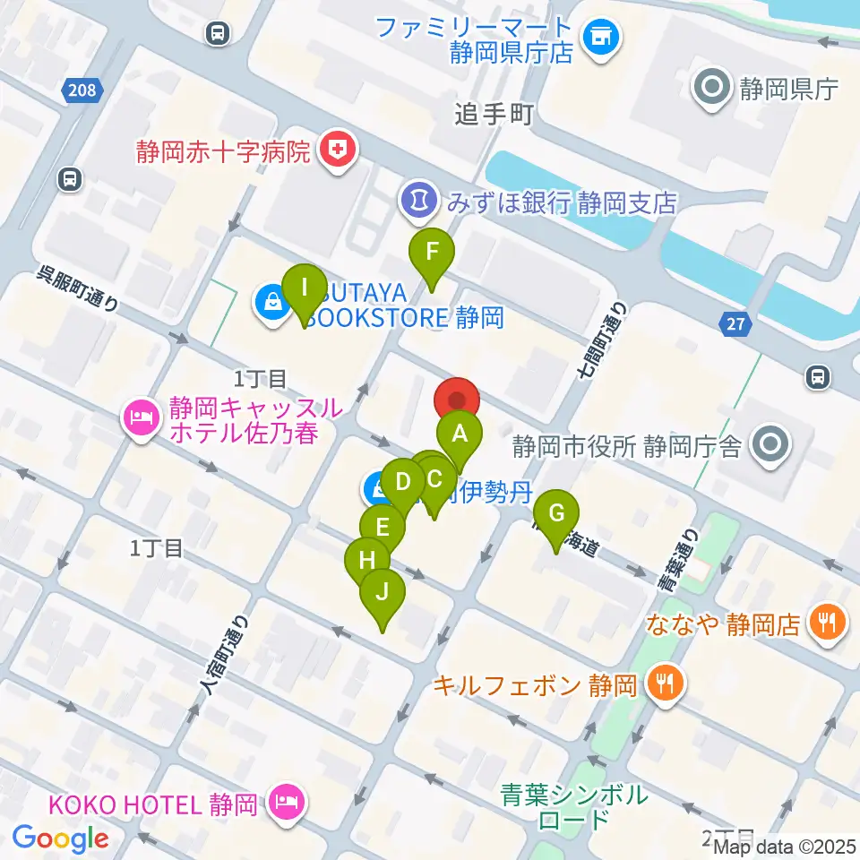 札の辻クロスホール周辺のカフェ一覧地図