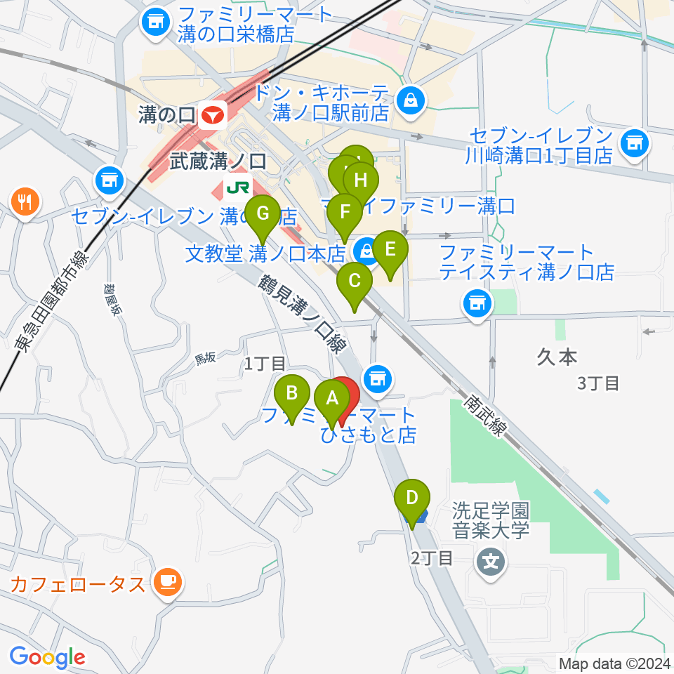 溝の口neonera周辺のカフェ一覧地図