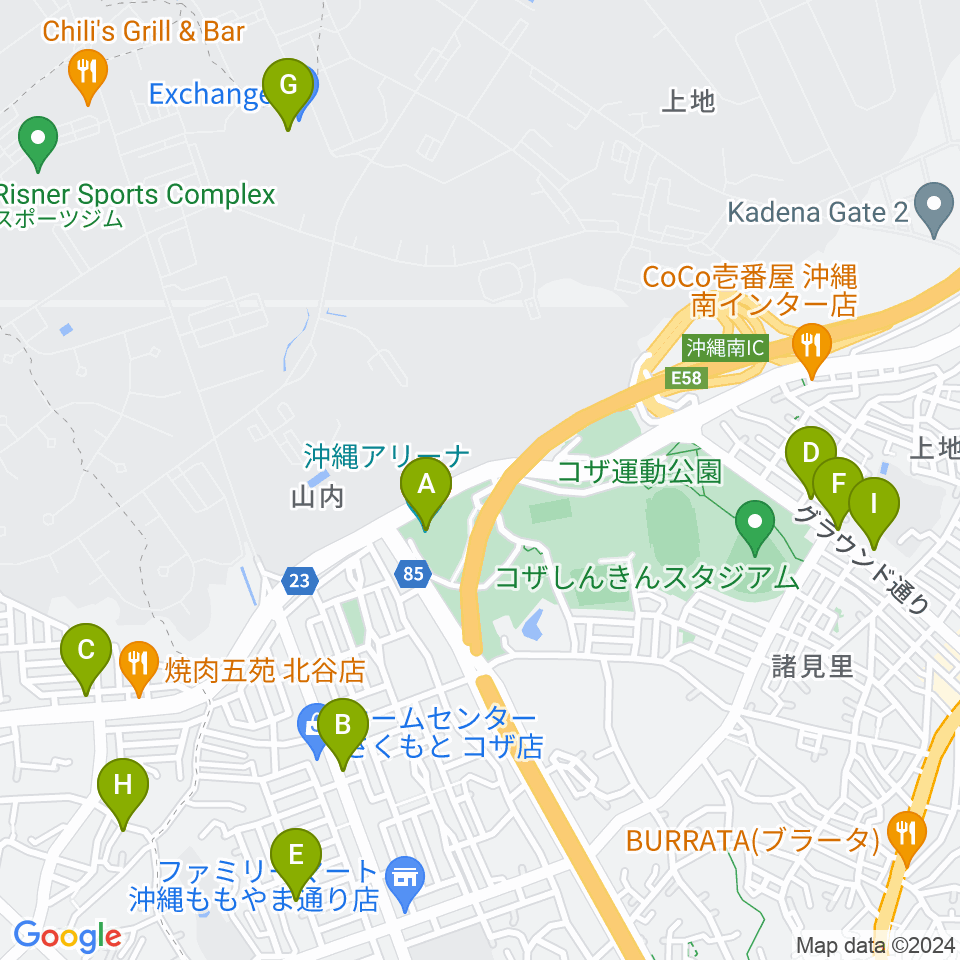 沖縄アリーナ周辺のカフェ一覧地図