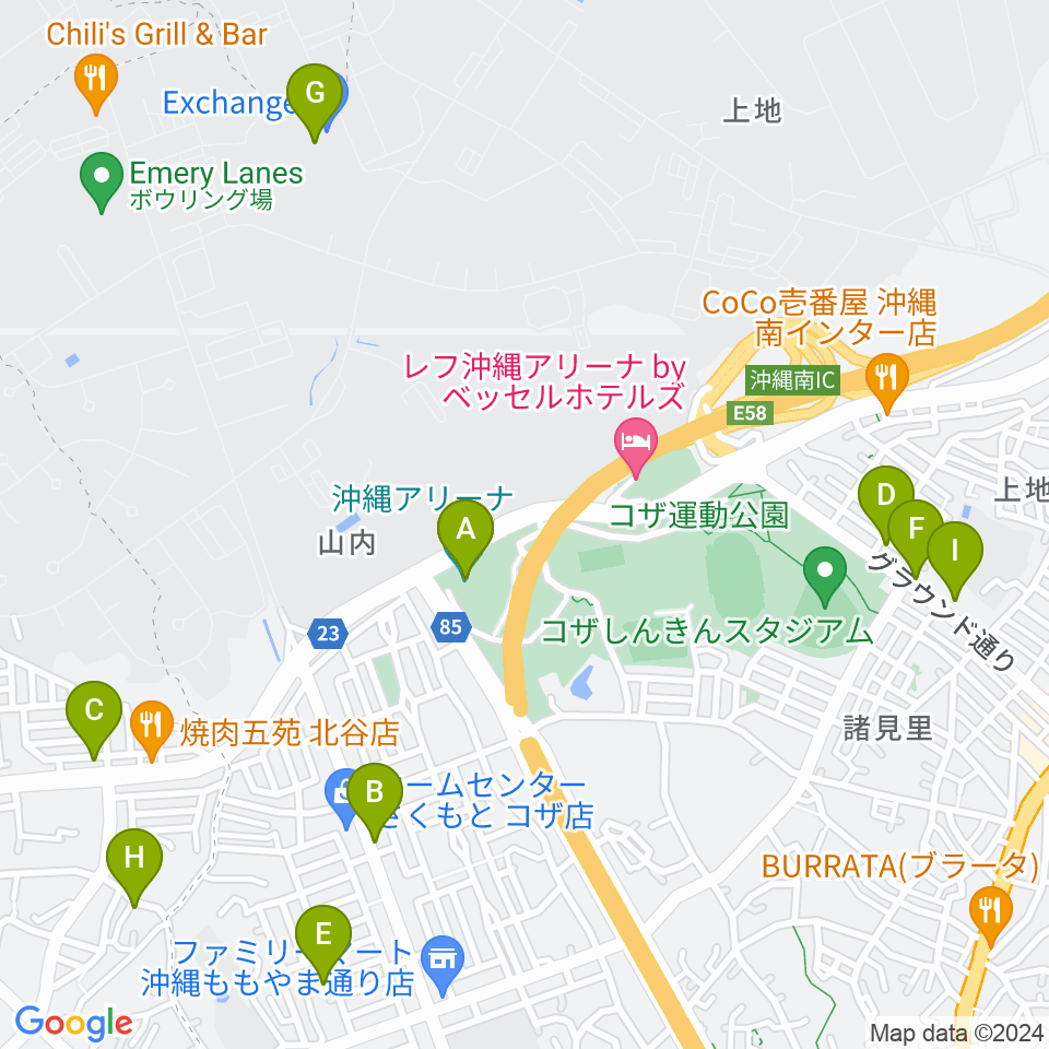 沖縄アリーナ周辺のカフェ一覧地図