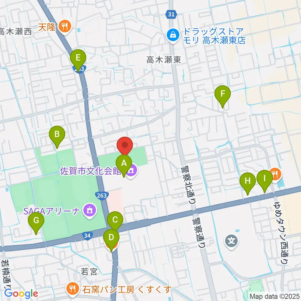 SAGAプラザ 総合体育館周辺のカフェ一覧地図