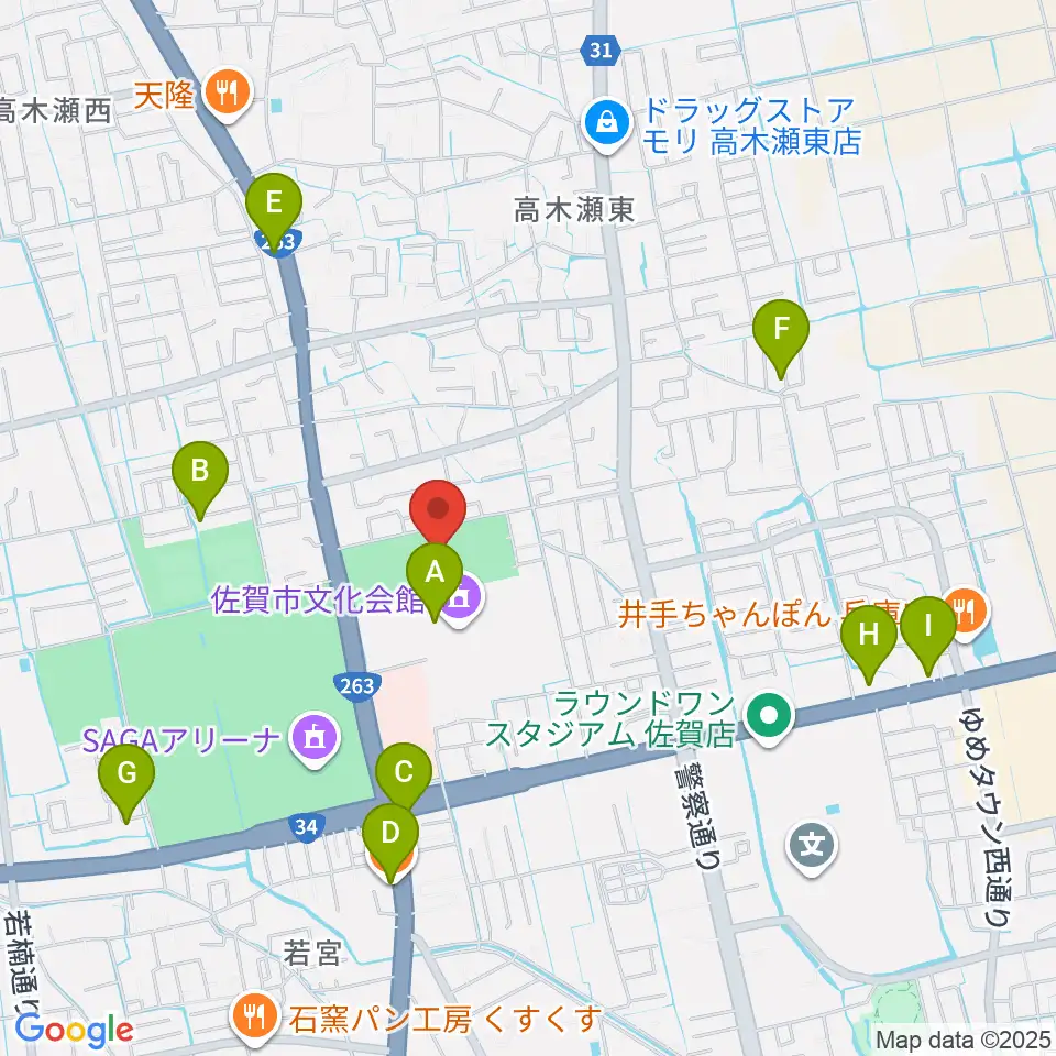 SAGAプラザ 総合体育館周辺のカフェ一覧地図