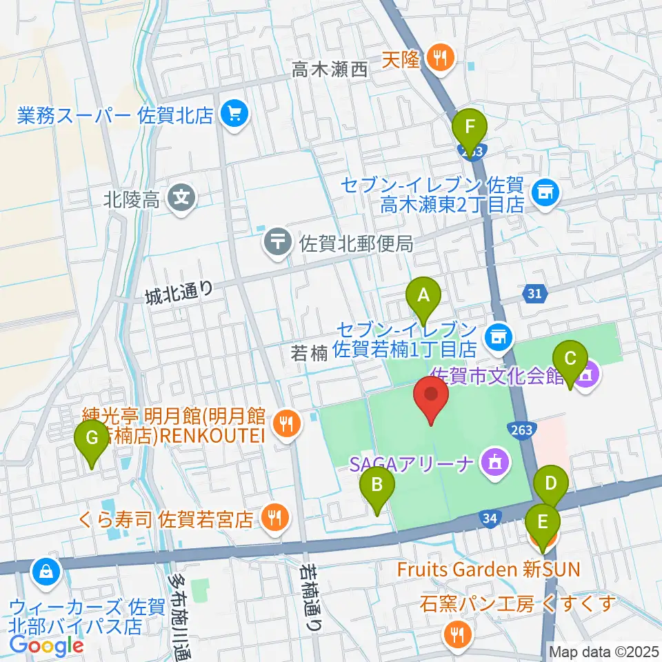 SAGAスタ(陸上競技場)周辺のカフェ一覧地図