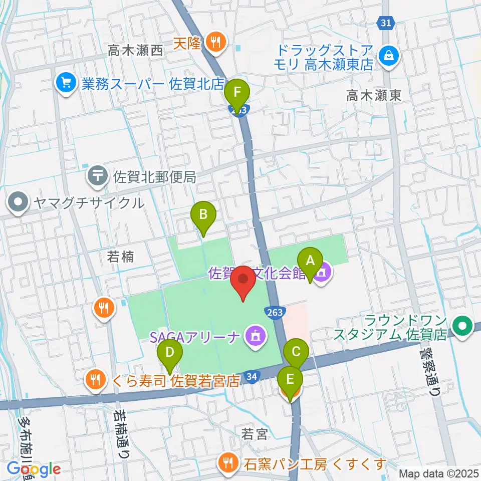 SAGAスタジアム周辺のカフェ一覧地図