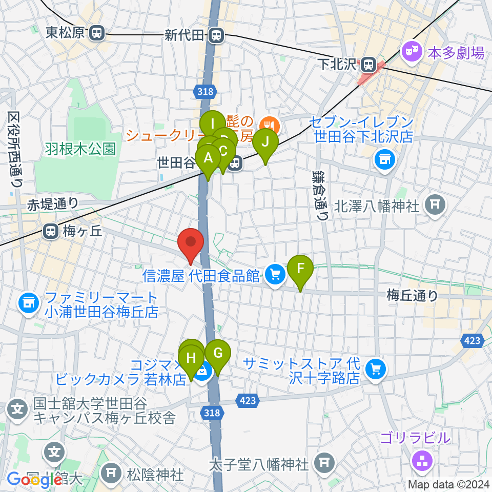 big turtle STUDIOS周辺のカフェ一覧地図