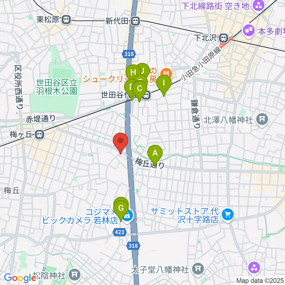 big turtle STUDIOS周辺のカフェ一覧地図