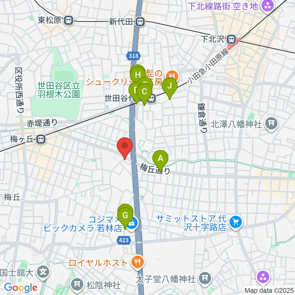 big turtle STUDIOS周辺のカフェ一覧地図