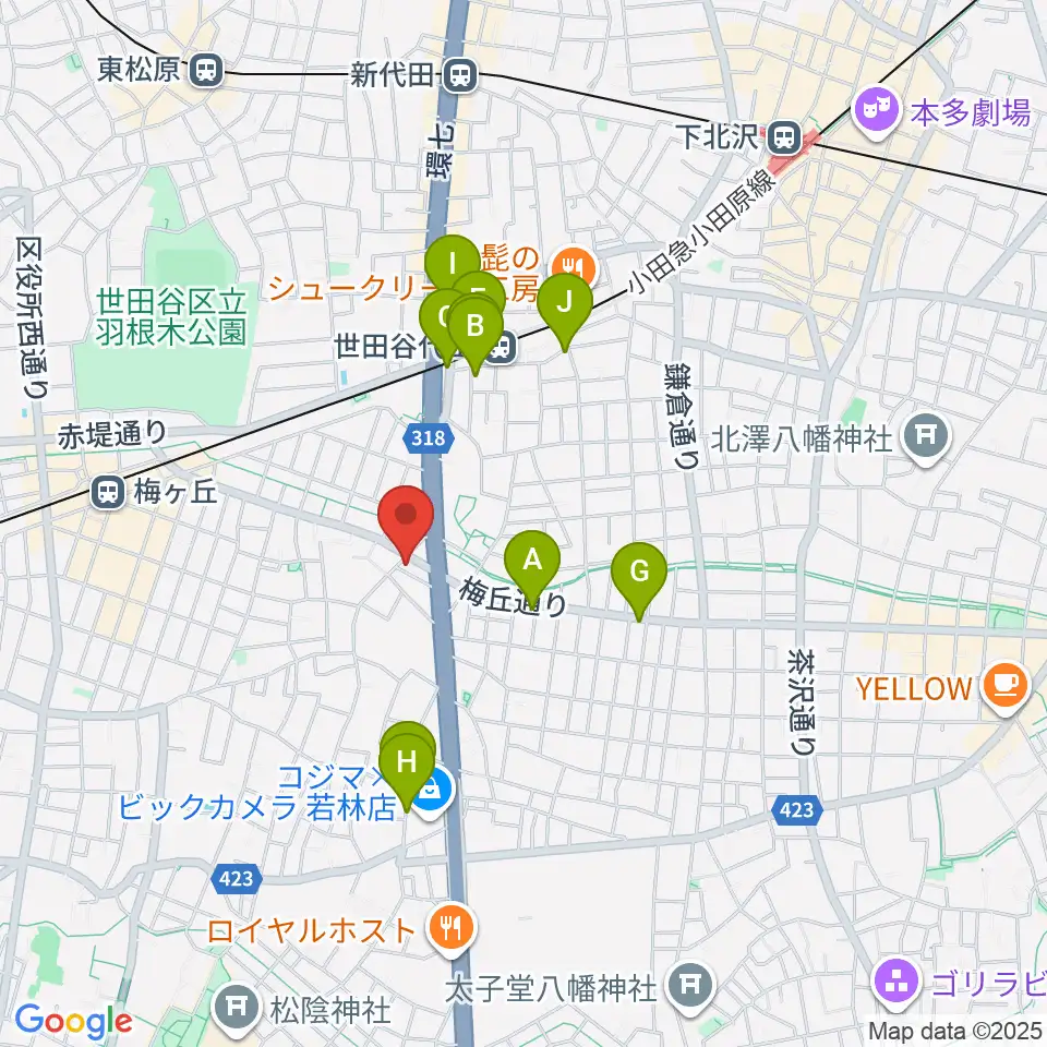 big turtle STUDIOS周辺のカフェ一覧地図