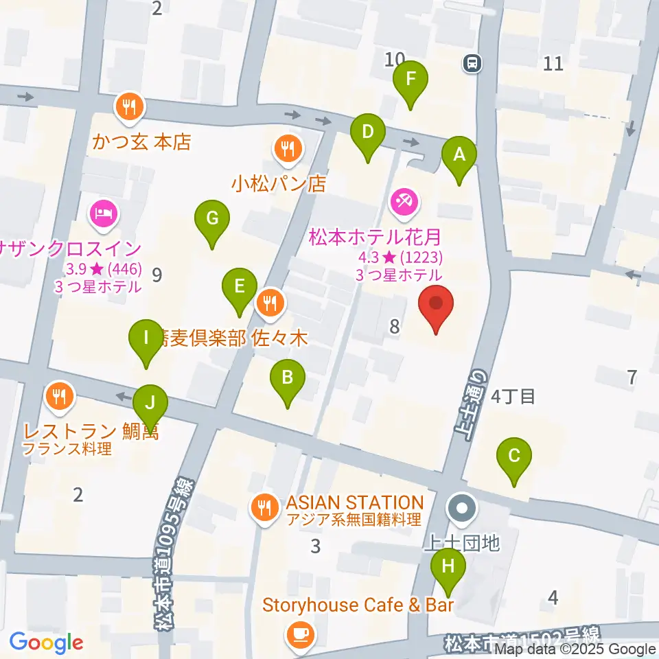 上土ふれあいホール周辺のカフェ一覧地図
